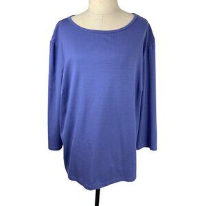 Lafayette 148 NEW TOP 3X  purple 3/4 sleeves round/scoop neck 48 ch relaxed stre